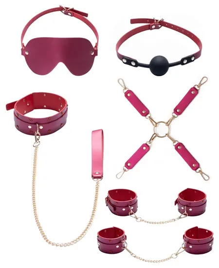 Bad Kitty Gems Pink Bondage Kit with Pearl Finish and Gold Details 6pcs