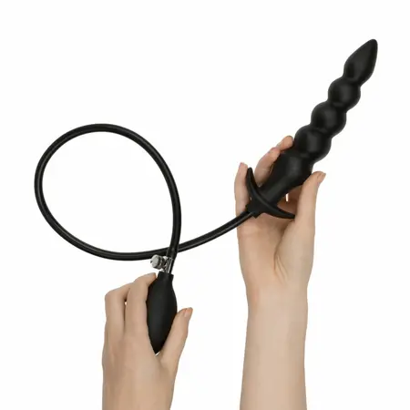 Anal Collection Inflatable Plug with Pump 20cm Black - Adjustable Beads System