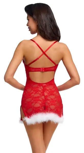 Cottelli Lingerie X-Mas Chemise S/M, Red Lace, Adjustable Straps