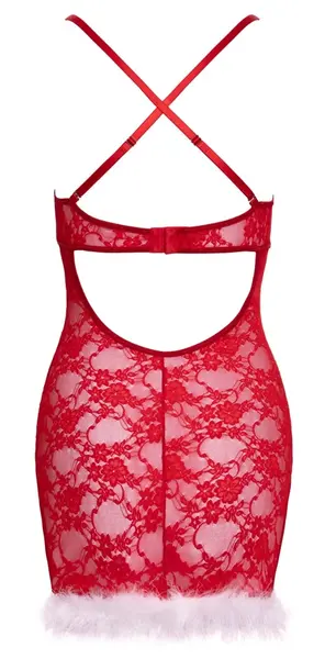 Cottelli Lingerie X-Mas Chemise S/M, Red Lace, Adjustable Straps