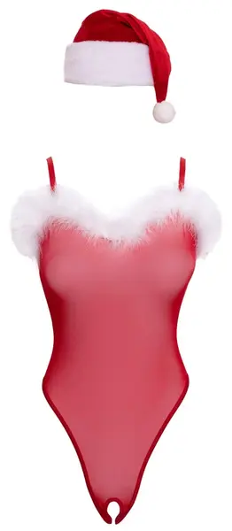 Cottelli LINGERIE X-Mas Set S/M - Festive Red Bodysuit & Velvet Hat
