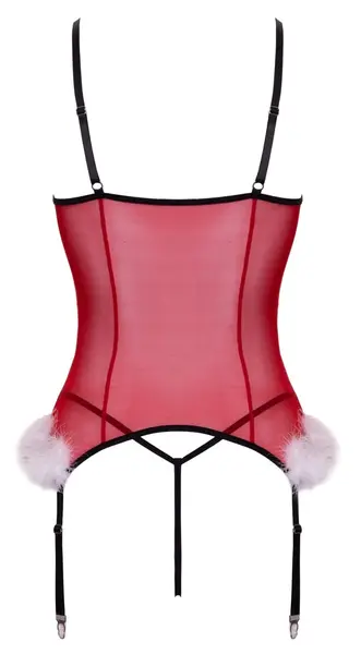 Cottelli LINGERIE X-Mas Basque Set S/M - Red Lace Festive Design