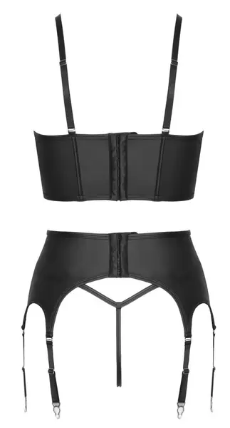 Cottelli PARTY Matte Look Corset Set with Rhinestone Zippers XL