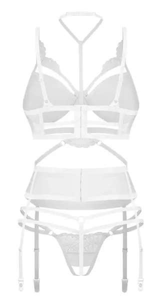 Obsessive Premisis L/XL Three-Piece White Lace Intimate Set