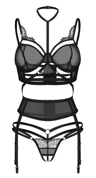 Obsessive Premisis Bra Set S/M - Black Lace, Adjustable Straps