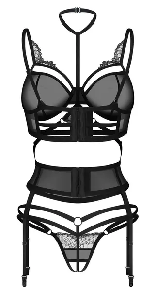 Obsessive Premisis Bra Set S/M - Black Lace, Adjustable Straps