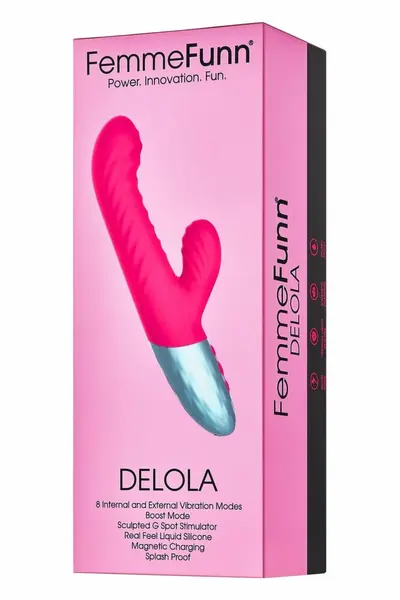 FemmeFunn Delola Pink Dual Density Ribbed Vibrating Device 23.6cm