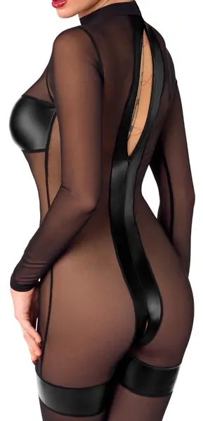 Noir Handmade Jumpsuit M Transparent Powerwetlook Black