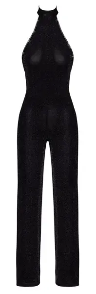 Noir Handmade Shimmering Cold Shoulder Jumpsuit S - Transparent Black