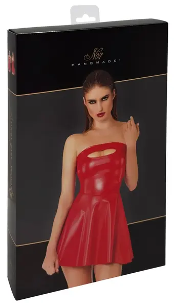 Noir Handmade Powerwetlook Strapless Mini Dress Red XL