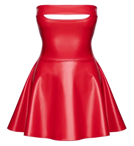 Noir Handmade Powerwetlook Strapless Red Dress, Size L