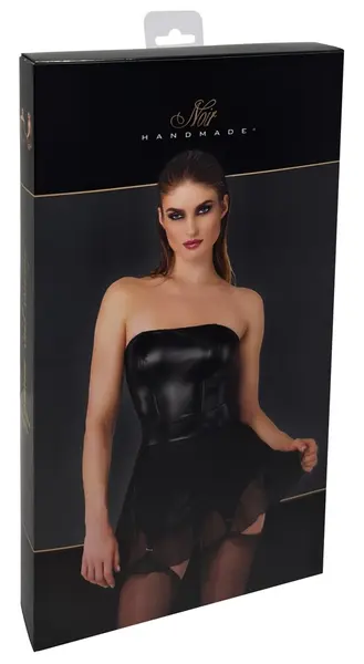 Noir Handmade Powerwetlook Suspender Dress XL - Strapless, Tulle Skirt