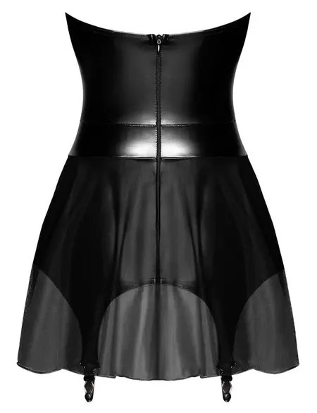 Noir Handmade Powerwetlook Strapless Dress with Suspenders L