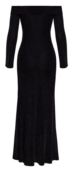 Noir Handmade Long Sparkling Mesh Dress Black Size S