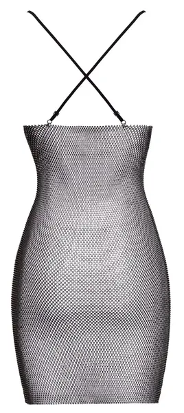 Cottelli PARTY Mini Dress S/M - Black Mesh with Colorful Rhinestones