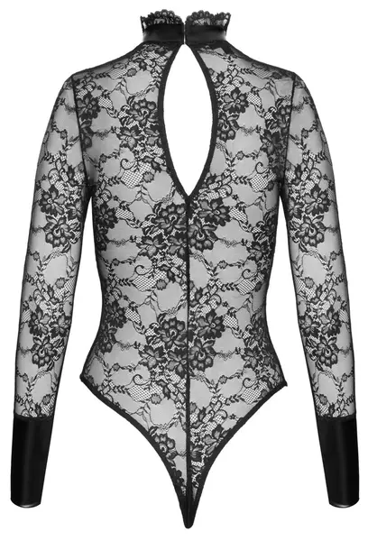Noir Handmade Body Collar M Floral Lace Powerwetlook Black
