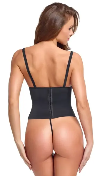 Cottelli PARTY Black Open Cup Corset L with Adjustable Buckle Straps