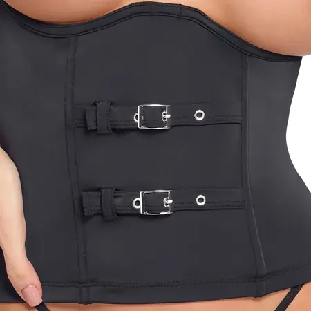 Cottelli Party Corset Open Cup S Black - Adjustable Buckle Design