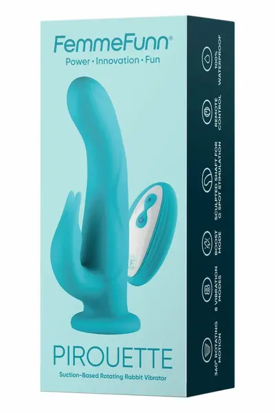 FemmeFunn Pirouette Turquoise - Rotating Intimate Device with Remote, 20.3 cm