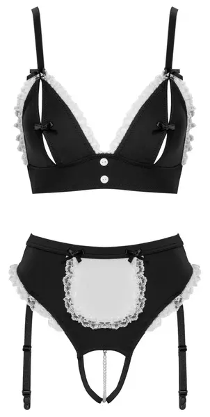 Cottelli COSTUMES Maid Set XL Adjustable Bustier & Suspender Briefs