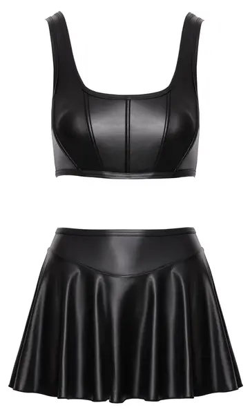 Cottelli PARTY Crop Top & Mini Skirt Set L Black Matte Look