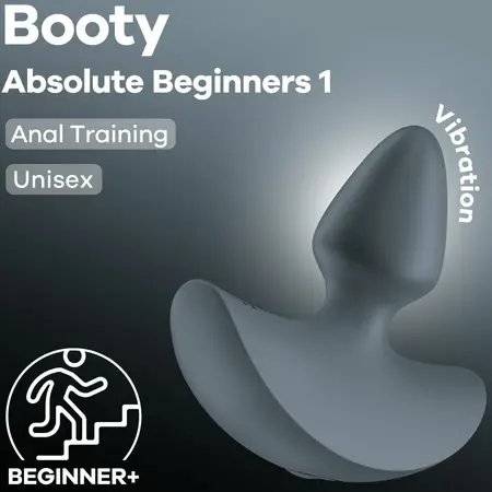 Booty Absolute Beginners 1 вибриращ силиконов анален разширител, черен, 7,5 см