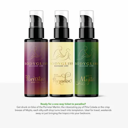 BodyGliss Travel Edition 3-Pack Lubricant Set Tropical Cocktail Scents
