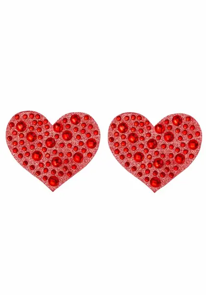 Amore Heart Red Adhesive Covers with Rhinestone Detailing 1 Pair