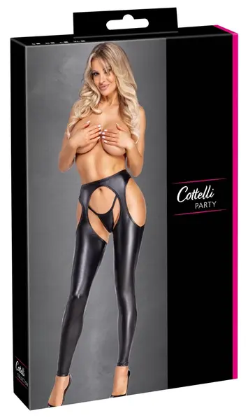 Cottelli PARTY Matte Black Chaps and String Set L - Anatomical Design