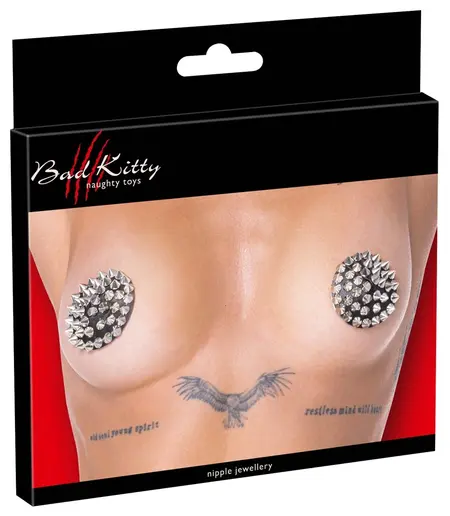 Bad Kitty Black Spike Pasties Reusable 7 cm Pair