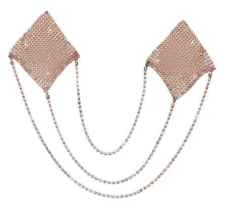 Cottelli Accessoires Gold Square Nipple Stickers with Chains 6.5x6.5cm