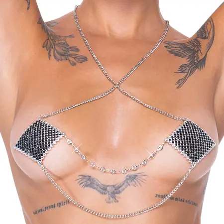 Cottelli Accessories Nipple Jewellery Silver Chain 5.5x5.5 cm Glam Set