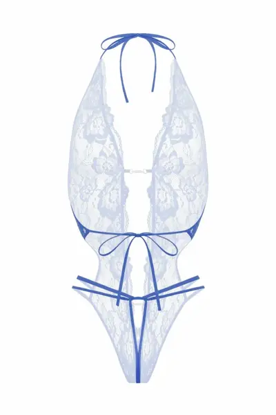 Body Renee Magic Blue - Soft Lace Bodysuit by Be Wicked, Adjustable Straps S/M