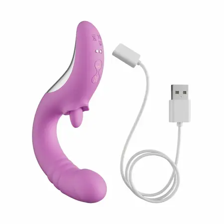 Good Vibes Only Thrusting Tongue Vibrator Pink - Dual Action, 19 Modes