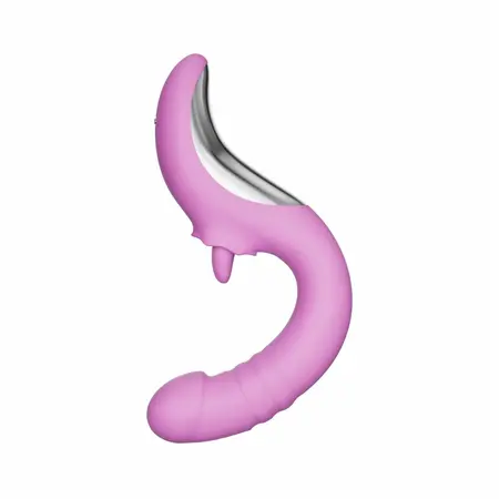 Good Vibes Only Thrusting Tongue Vibrator Pink - Dual Action, 19 Modes
