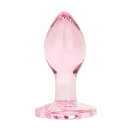 Anal Collection Glass Plug Small Pink 7cm Heart-Shaped Base