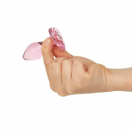 Anal Collection Glass Plug Small Pink 7cm Heart-Shaped Base
