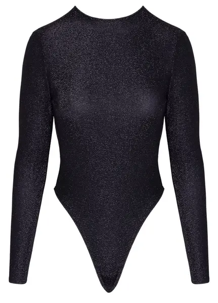 Cottelli PARTY Body Glitter XL - Silver Accent, Long Sleeve, Thong Style
