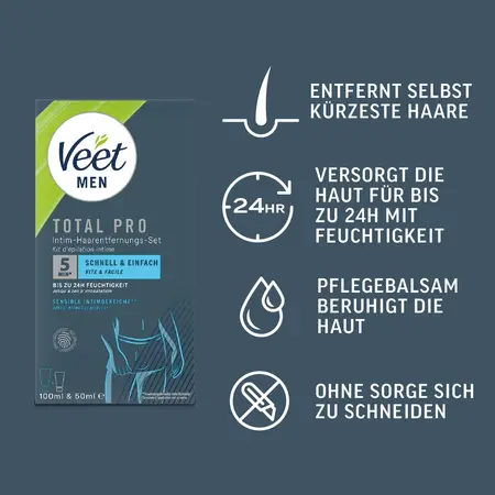 Veet Men TOTAL PRO Intimate Hair Removal Set Aloe Vera 2 pcs