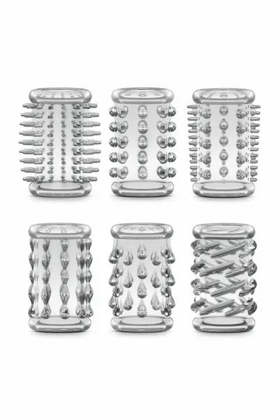Blush Stay Hard Textured Stimulation Sleeve Kit Clear 6-Pack