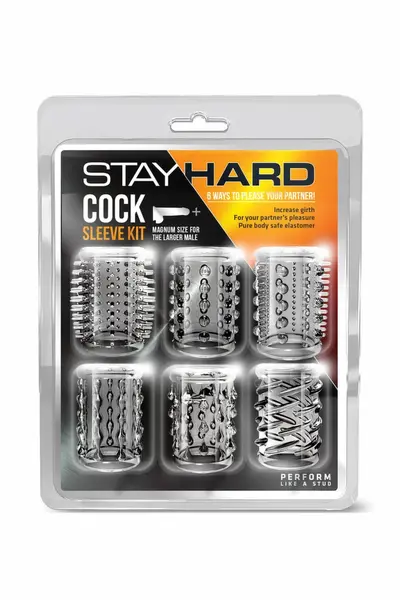Blush Stay Hard Textured Stimulation Sleeve Kit Clear 6-Pack