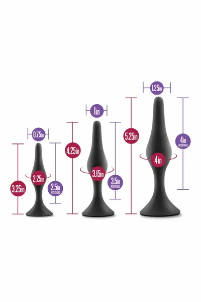 Blush Luxe Beginner Plug Kit Black - 3-Piece Silicone Training Set