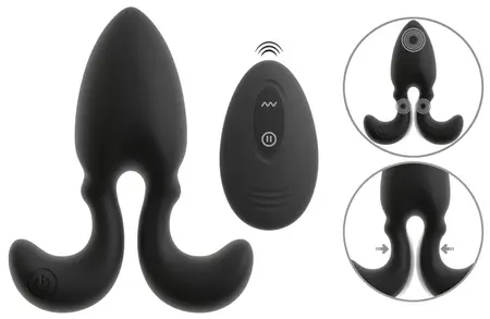 ANOS RC Vibrating Plug Flexible Arms 10 Modes Silicone Black 10.2cm