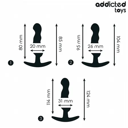 Addicted Toys Silicone Plug Set Model 1 - 3 Sizes, Ergonomic Design