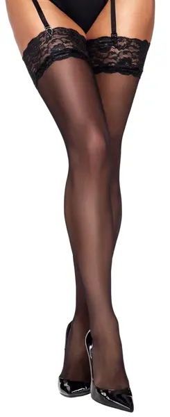 Cottelli LEGWARE Elegant Black Stockings with Wide Lace Trim M 20 Denier