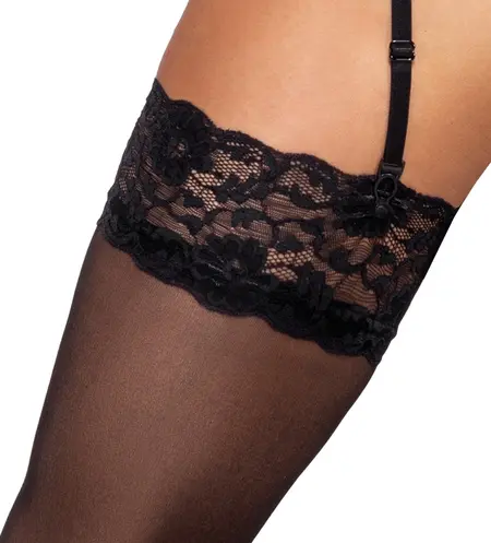 Cottelli LEGWARE Elegant Black Stockings with Wide Lace Trim M 20 Denier
