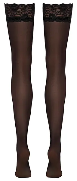 Cottelli LEGWARE Stockings Black S - 20 Denier, Wide Lace Top, Oeko-Tex