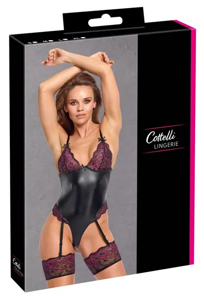 Cottelli Lingerie Suspender Body XL Black-Pink Lace Adjustable Design