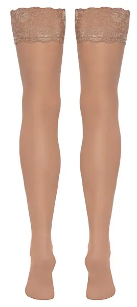 Cottelli LEGWARE Nude Stockings S - 20 Denier, Wide Lace Top