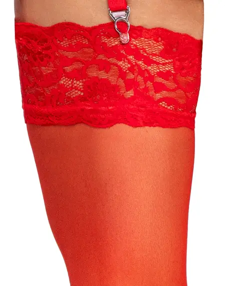 Cottelli LEGWARE Red Lace-Top Stockings M, 20 Den, Oeko-Tex